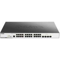 Коммутатор/ DGS-3000-28XMP/B Managed L2 Switch 24x1000Base-T PoE, 4x10GBase-X SFP+, PoE Budget 370W, Surge 6KV, CLI, RJ45 Console, RPS, Dying Gasp