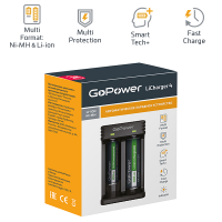 Сетевое З/У GoPower LiCharger 4 Ni-MH/Ni-Cd/Li-ion/IMR 2 слота (1/100) [00-00015360]