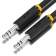 Кабель GCR 1.5m аудио jack 3,5mm/jack 3,5mm черный, желтая окантовка, ультрагибкий, M/M, Premium, экран, стерео, GCR-53814 [GCR-53814]