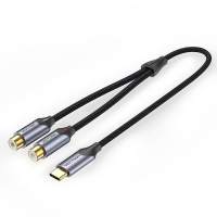 Переходник Переходник-разветвитель Vention гибкий USB-C M/2RCA F - 1м [BGVHF]