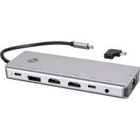 Адаптер TypeC -(2HDMI+DP)4K*60Hz+3USB3.0+TC+USB2.0+RJ45+SD+TF+PD+audio+TCадаптер, VCOM [4706]