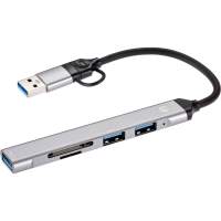 Адаптер TypeC+adapter-USB3.0+2USB2,0+SD+TF, VCOM [DH297]