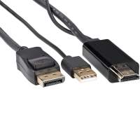 Кабель-переходник HDMI(M) +USB- DP(M)  4K*60Hz 1.8M, VCOM [CG599AC-1.8M]