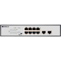 Коммутатор/ Unmanaged Switch 8x1000Base-T PoE, 2x1000Base-T, PoE Budget 120W, Long-range PoE up to 250m, 19