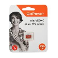 Карта памяти microSD GoPower 256GB Class10 UHS-I (U3) 100 МБ/сек V30 без адаптера [00-00025684]