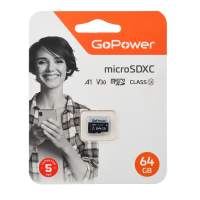 Карта памяти microSD GoPower 64GB Class10 70 МБ/сек V30 без адаптера [00-00025677]