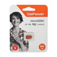 Карта памяти microSD GoPower 64GB Class10 UHS-I (U3) 100 МБ/сек V30 без адаптера [00-00025681]