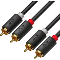 Кабель GCR 5.0m аудио 2 х RCA / 2 х RCA , GOLD, черный, GCR-53116 [GCR-53116]