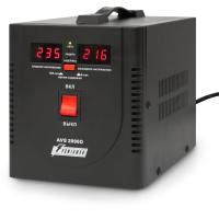 Стабилизатор POWERMAN AVS 2000D, черный, ступенчатый регулятор, цифровые индикаторы уровней напряжения, 2000ВА, 140-260В, максимальный входной ток 12А, 2 евророзетки, IP-20, напольный,  200мм х 160мм х 190мм, 4.9 кг./ Stabilizer POWERMAN AVS 2000D, black,
