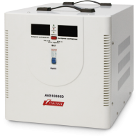 Стабилизатор POWERMAN AVS 10000D, ступенчатый регулятор, цифровые индикаторы уровней напряжения, 10000ВА, 140-260В, максимальный входной ток 50А, клеммная колодка, IP-20, напольный,  410мм х 280мм х 310мм, 15.5 кг./ Stabilizer POWERMAN AVS 10000D, step-ty