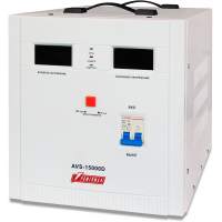 Стабилизатор POWERMAN AVS 15000D, ступенчатый регулятор, цифровые индикаторы уровней напряжения, 15 KВА, 140-260В, максимальный входной ток 80А, клеммная колодка, IP-20, напольный,  410мм х 280мм х 310мм, 24.7 кг./ Stabilizer POWERMAN AVS 15000D, step-typ