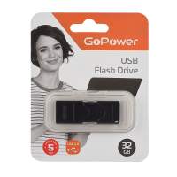 Флеш-накопитель Флеш-накопитель GoPower SLIDER 32GB USB2.0 пластик черный матовый (1/50/1000) [00-00025964]