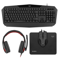Набор клавиатура+мышь игровой набор клавиатура+мышь+гарнитура+коврик Sven GS-4300 (104 кл.+12Fn, 8 смен. кл., 200-4800DPI) [SV-018382]