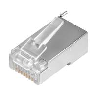 GCR Коннектор RJ-45 cat.5e FTP Male 8p8c для многожильного кабеля, экранированный, позолоченные контакты, слот для заземления, никель (10 шт)