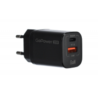 Сетевое З/У GoPower GPQC09 1USB+1Type-C 35W QC3.0 GAN черный [00-00028403]