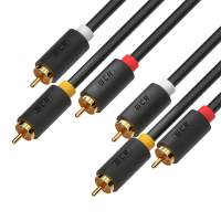 Кабель GCR 1.5m видео-аудио 3 х RCA / 3 х RCA, GOLD, черный, GCR-51820 [GCR-51820]