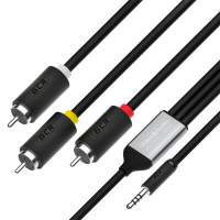 Переходник GCR -1.0m аудио jack 3,5mm / 3 х RCA, черный, GCR-53202 [GCR-53202]