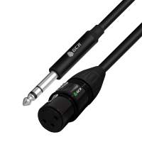 Кабель GCR 1.5m микрофонный stereo jack 6,35mm / XLR, M/F, черный, AL case черный,  GCR-53357 [GCR-53357]