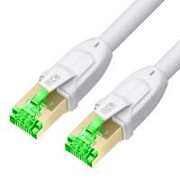 GCR Патч-корд LSZH PROF кат.8 ethernet  5.0m SF/FTP, RJ45, медь, 40 Гбит/с, 26 AWG, белый, литой, экранированные коннекторы 24K GOLD