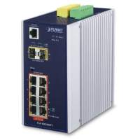 коммутатор/ PLANET IP30 L2+ SNMP Manageable 8-Port Gigabit POE+(AT) Switch + 2-Port Gigabit SFP Industrial Switch (-40 to 75 C), ERPS Ring Supported, 1588