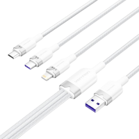 Кабель Vention 3 в 1 USB 2.0 AM/ Micro-B, USB-C, Lightning M - 1.5м. Белый 6A, шт.