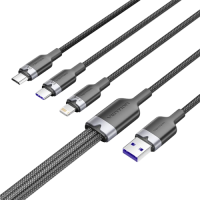 Кабель Vention 3 в 1 USB 2.0 AM/ Micro-B, USB-C, Lightning M - 1.5м. Черный 6A, шт.