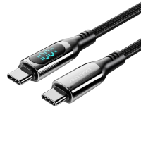 Кабель Vention USB 2.0 CM/CM с LED дисплеем - 1.2м. Чёрный 5А PD100W, шт.