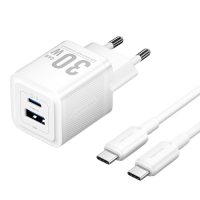Набор для зарядки Vention з/у GaN 30W 2 порта USB (C + A) и кабель USB-C 3А Белый, шт. Набор для зарядки Vention з/у GaN 30W 2 порта USB (C + A) и кабель USB-C 3А Белый, шт.