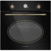 Шкаф духовой электрический MAUNFELD/ Тип: электрический 60 см, РЕТРО, 7 режимов, 56 л, гриль, конвекция, таймер, 1 уровень телескопических направляющих, циферблат, габариты (ШхГхВ), мм: 595x595,5x512, черный