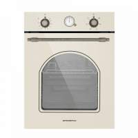 Шкаф духовой электрический MAUNFELD EOEF516RIB/ 448х546х595 мм, Независимый тип установки, класс энергопотребления А,  7 основных режимов,  механическое управление, двойное стекло дверцы, металлические ручки управления и дверцы духовки, аналоговый ретро-т