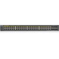 Коммутатор/ ZYXEL GS1920-48HPv2 Hybrid Smart switch PoE+ ZYXEL Nebula Flex, 44xGE PoE+, 4xCombo (SFP/RJ-45 PoE+), 2xSFP, budget PoE 375W, Standalone / cloud management