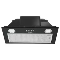 Встраиваемая вытяжка Evelux/ встраиваемая вытяжка, полновстраиваемая в шкаф, 60 см, отвод/циркуляция,  механический контроль, 3 скорости работы, производительность 750 м3/ч, LED освещение, металл, черный, 525х291х197,5 мм