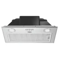 Встраиваемая вытяжка Evelux/ встраиваемая вытяжка, полновстраиваемая в шкаф, 60 см, отвод/циркуляция,  механический контроль, 3 скорости работы, производительность 750 м3/ч, LED освещение, нержавеющая сталь, 525х291х197,5 мм