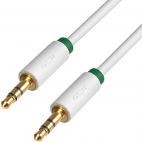 Кабель Greenconnect аудио 1.5m jack 3,5mm/jack 3,5mm белый, зеленая окантовка, ультрагибкий, 28 AWG, M/M, Premium GCR-AVC1662-1.5m, экран, стерео [GCR-AVC1662-1.5m]