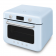 Мини-печь Smeg, поворотные переключатели, LCD дисплей, 10 функций приготовления, пар, таймер, акустический сигнал, галогенная подсветка, 3 стекла в дверце, электронный контроль температуры, объем 30 л, стиль 50-ч годов, цвет пастельный голубой