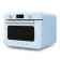 Мини-печь Smeg, поворотные переключатели, LCD дисплей, 10 функций приготовления, пар, таймер, акустический сигнал, галогенная подсветка, 3 стекла в дверце, электронный контроль температуры, объем 30 л, стиль 50-ч годов, цвет пастельный голубой