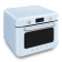Мини-печь Smeg, поворотные переключатели, LCD дисплей, 10 функций приготовления, пар, таймер, акустический сигнал, галогенная подсветка, 3 стекла в дверце, электронный контроль температуры, объем 30 л, стиль 50-ч годов, цвет пастельный голубой