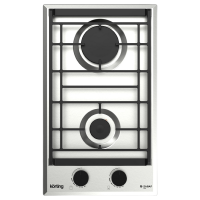 Встраиваемая варочная панель KORTING/ Встраиваемая варочная панель KORTING, газовая, 30 см, 2 конфорки, газ-контроль, электроподжиг, адаптер для кофейника, адаптер под сжиженный газ, жиклеры под сжиженный газ, цвет нержавеющая сталь