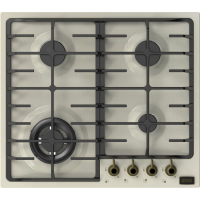 Встраиваемая варочная панель KORTING/ Газовая встриваемая варочная панель KORTING HG 674 CTRB Независимая, Цвет: Слоновая кость, 59х52х4см; Тип управления: Поворотное, конфорок - 4шт, С Электроподжигом;