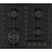 Встраиваемая варочная панель KORTING/ Газовая встриваемая варочная панель KORTING HG 674 CTRN Независимая, Цвет: Чёрный, 59х52х4см; Тип управления: Поворотное, конфорок - 4шт, С Электроподжигом;