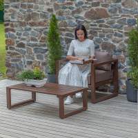 Набор садовой мебели CAPRI / 2 предмета: кресло, столик / коричневый алюминиевый каркас, коричневый текстиль