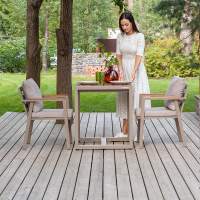 Набор садовый обеденный SANTORINI / 3 предмета: стол 70*70 и 2 стула / каркас алюминий цвет бежево-серый, серый текстиль