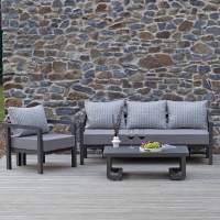 Набор садовой мебели AMALFI / 3 предмета: диван, кресло, стол / каркас алюминий LAVA, водонепр. ткань Stone