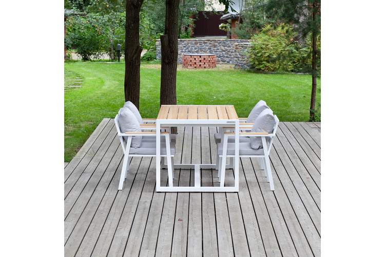 Набор садовый обеденный SANTORINI / 5 предметов: стол 150*87 и 4 стула / каркас алюминий цвет белый-2