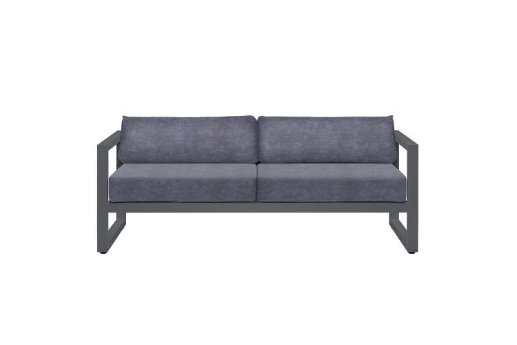 Набор садовой мебели CAPRI / 3 предмета: диван, столик, пуф / серый алюминиевый каркас, темно-серый текстиль-15