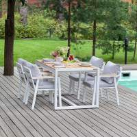 Набор садовый обеденный SANTORINI / 5 предметов: стол 150*87 и 4 стула / каркас алюминий цвет белый
