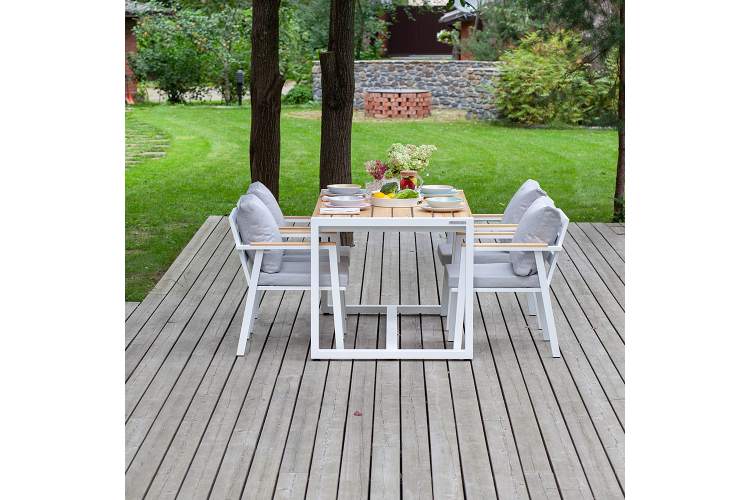 Набор садовый обеденный SANTORINI / 5 предметов: стол 150*87 и 4 стула / каркас алюминий цвет белый-1