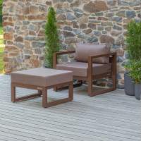 Набор садовой мебели CAPRI / 2 предмета: кресло, пуф / коричневый алюминиевый каркас, коричневый текстиль