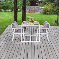Набор садовый обеденный SANTORINI / 5 предметов: стол 150*87 и 4 стула / белый/бежево-серый (S4)