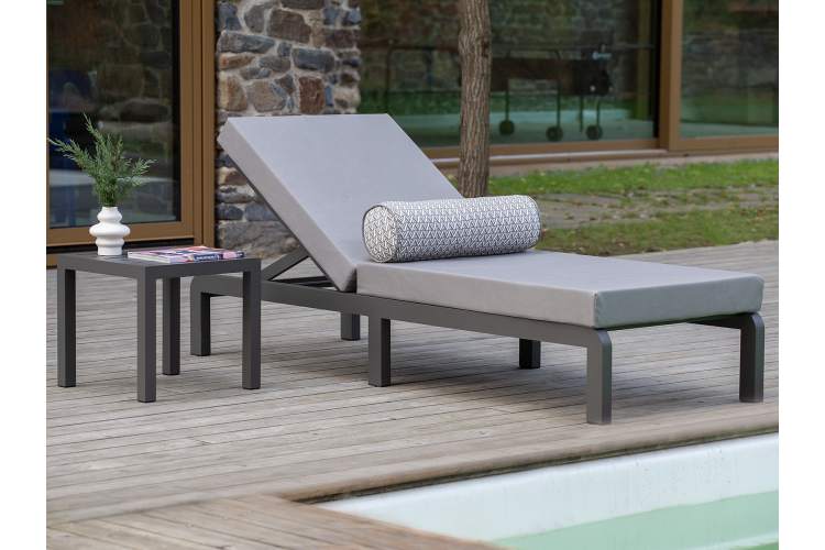 Шезлонг AMALFI, каркас алюминий цвет LAVA, подушки ткань водонепроницаемая Stone-13